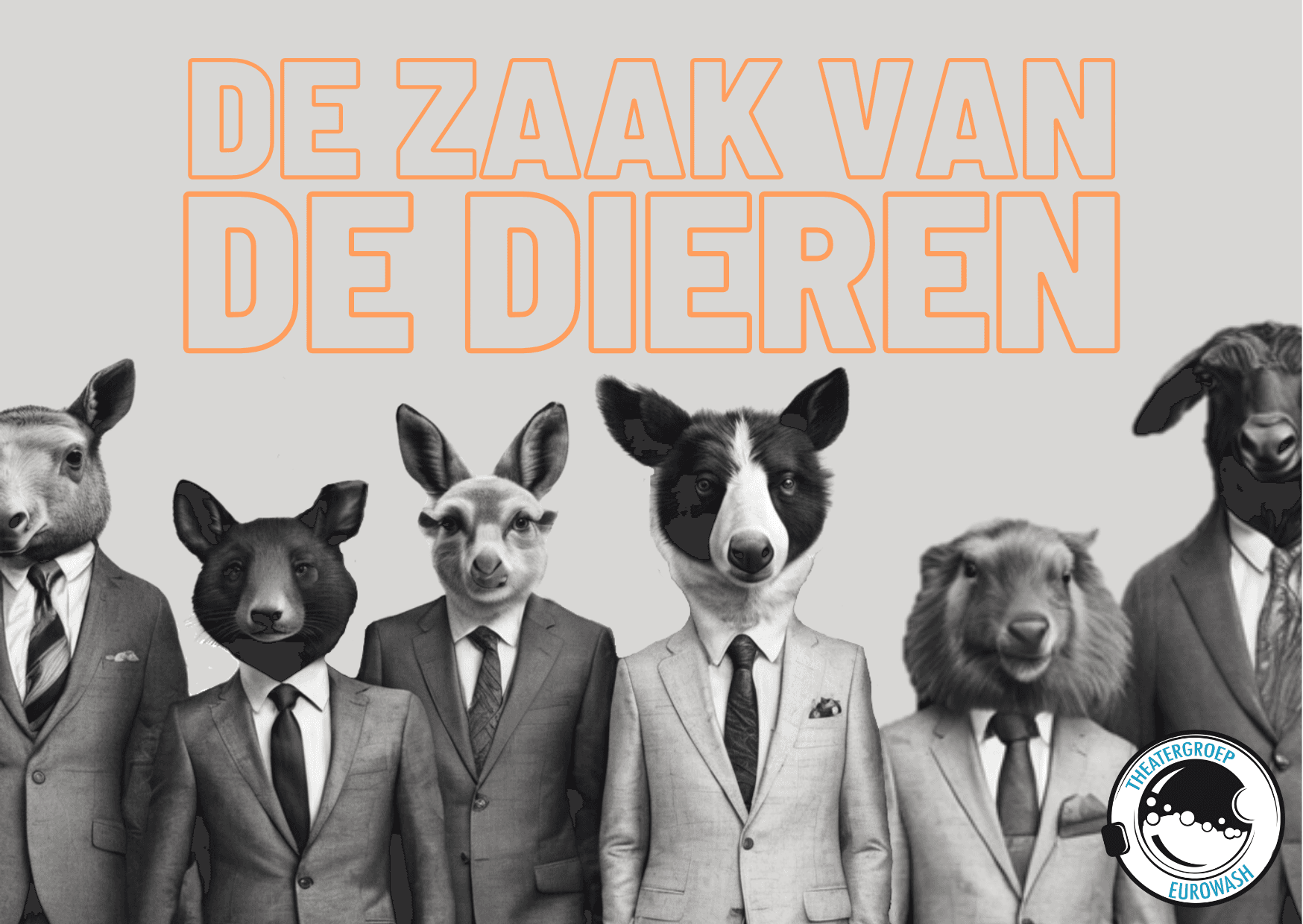 Affiche van De zaak van de dieren: dieren in pak en das